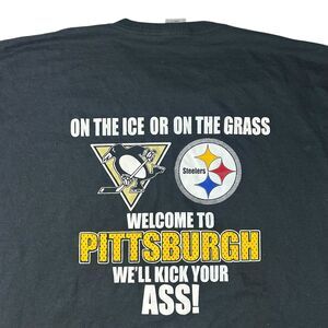 Vintage Steel City Graphic Shirt Men’s XL ‘We’ll Kick Your Ass’ Back Hit Y2K